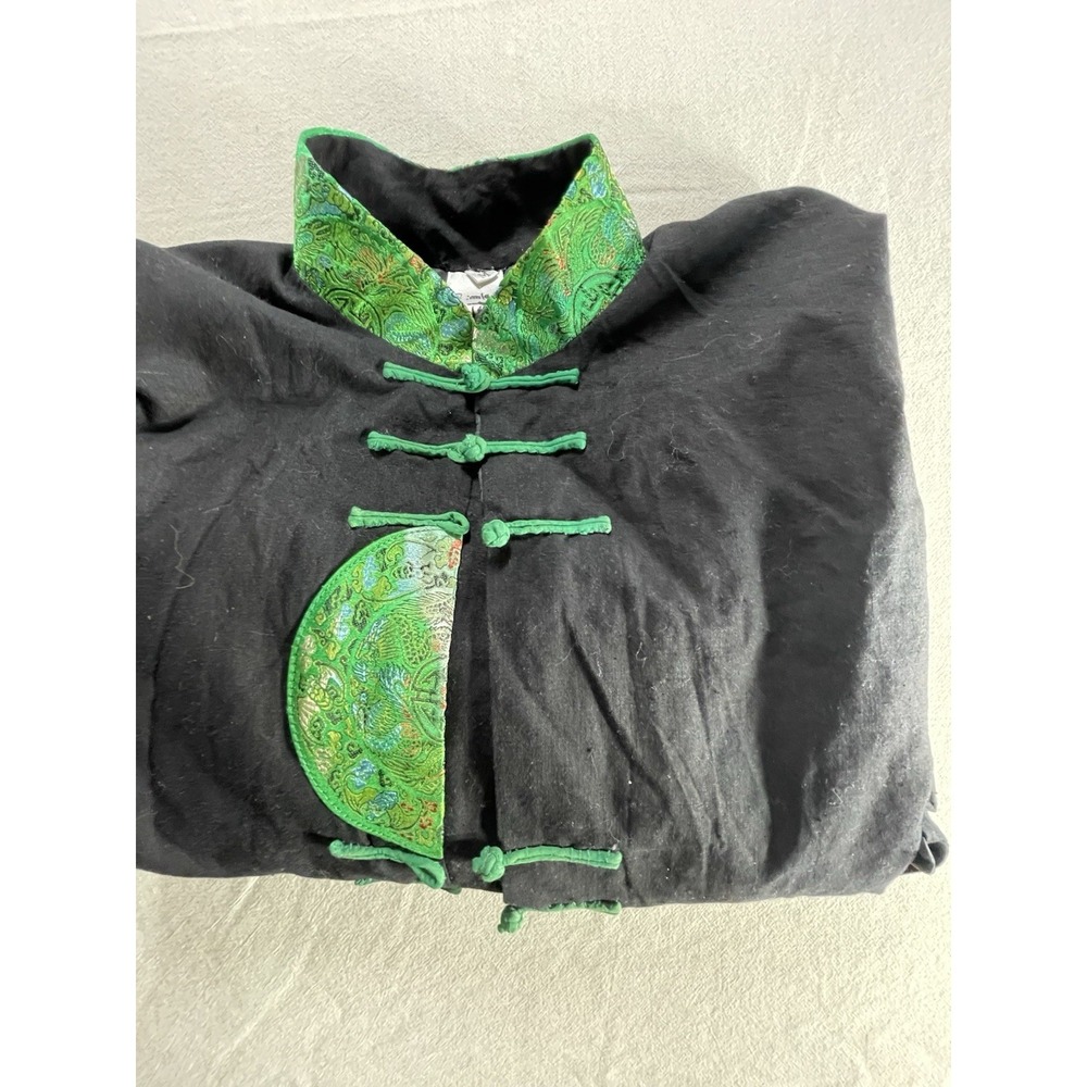 Tangzhuang Vintage Chinese Style Jacket Design Green Black Sz M